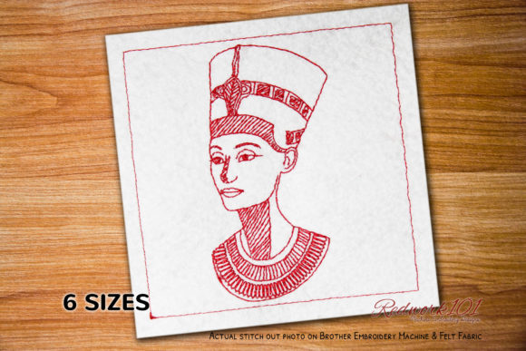 Beautiful Egyptian Queen Redwork Design