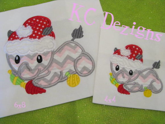 Christmas Baby Rhino Applique