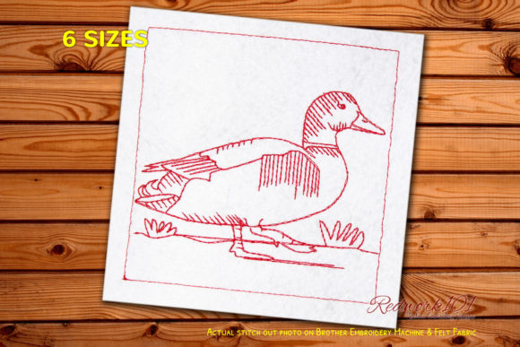 Mallard Wild Duck Redwork