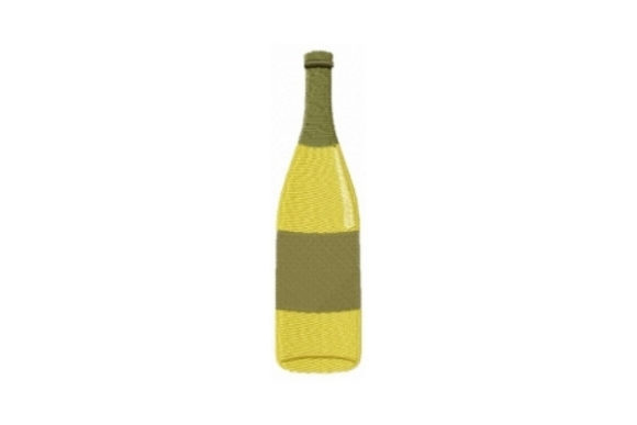 White Wine Bottle Embroidery Design